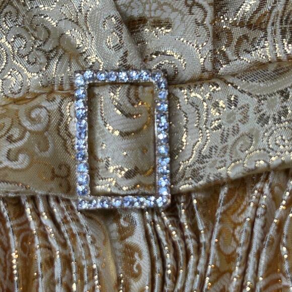 Betsey Johnson Drop Waist Gold Metallic Sleeveless Dress Rhinestone Buttons 8 - Picture 8 of 11